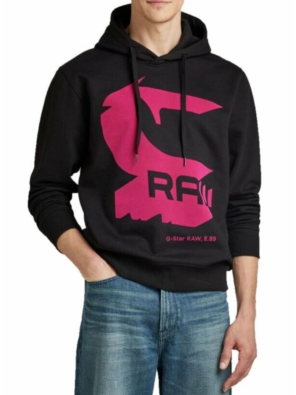 G-Star RAW Men's Black Shadow Drop Heavy Sherland Fleece Lined Hoodie